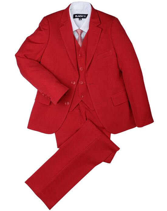BLACKTIE "Liam" Red Suit (5-Piece Set) Flower Girl Dress and Ring Bearer Outfit - 1