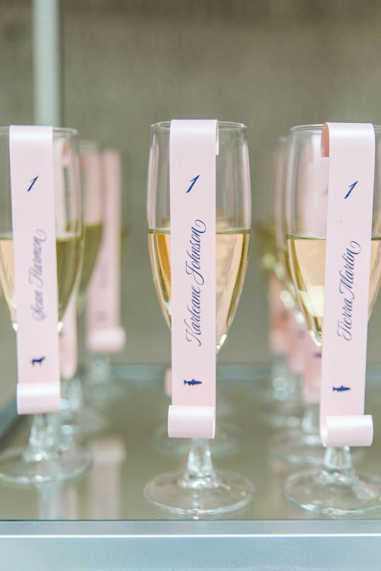Champagne flute escort cards