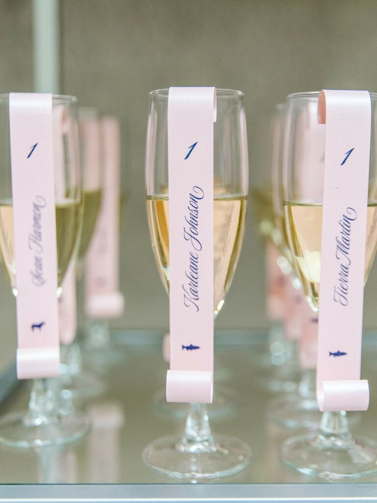 Champagne flute escort cards