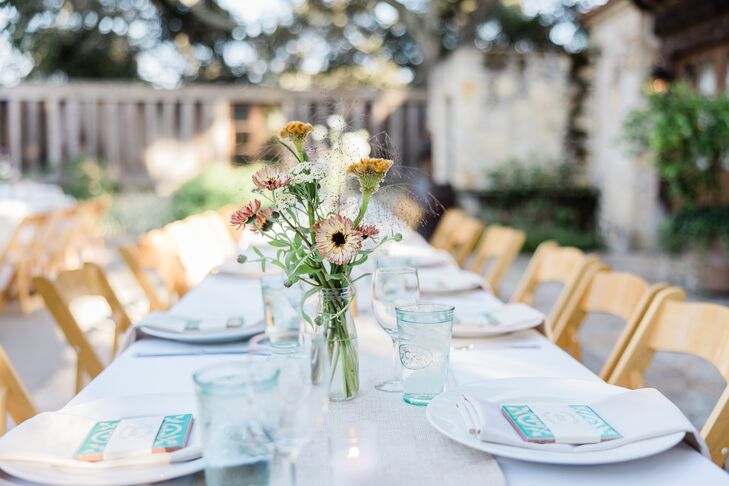 Rustic Centerpiece With Yellow Celosia and Daisy