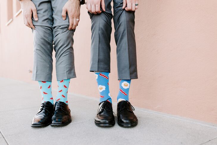 Unique Blue Groom Socks for California Wedding