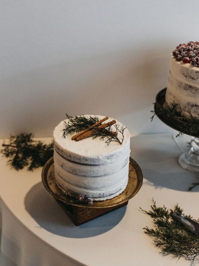 cake topper with cinnamon sticks