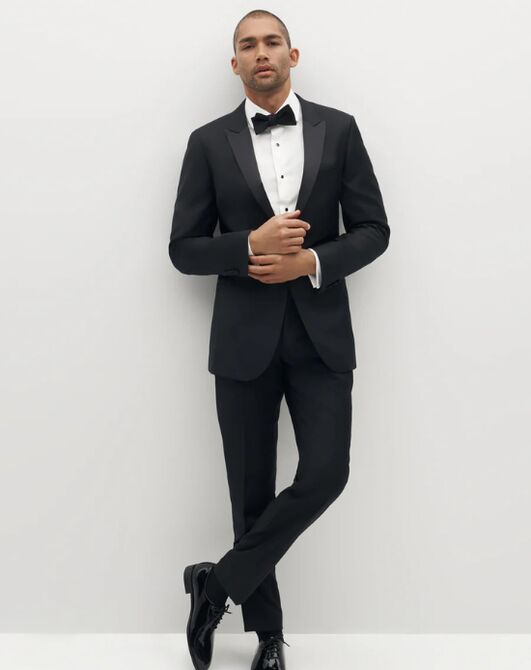 Suit Shop Men's Black Peak Lapel Tuxedo Tuxedo - 2