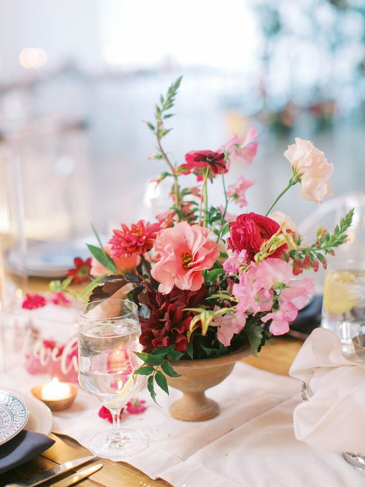 Modern Pink Compote Centerpiece