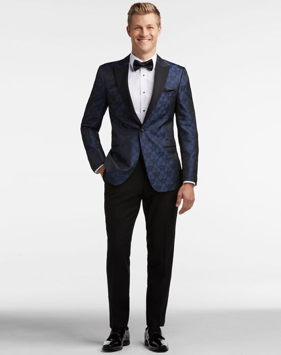 MEN’S WEARHOUSE Egara Blue Jacquard Dinner Jacket Tux Tuxedo - 1