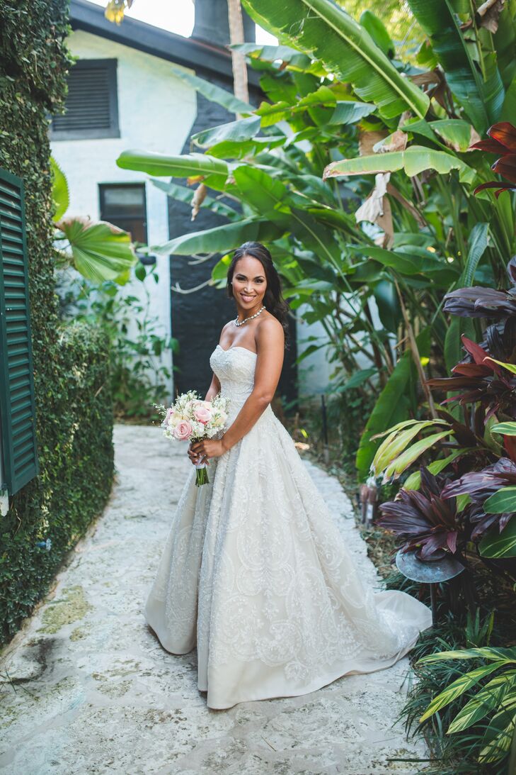 Romantic Bead-Embroidered A-Line Gown