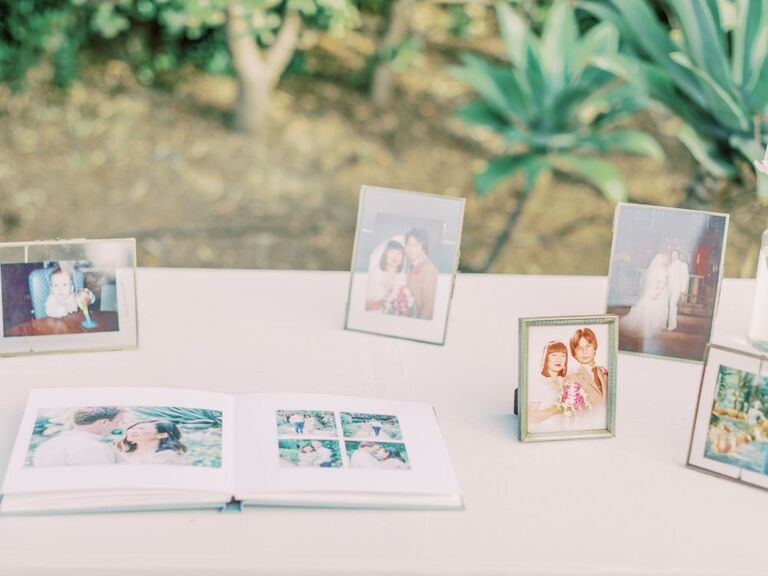 photo display beside guest book