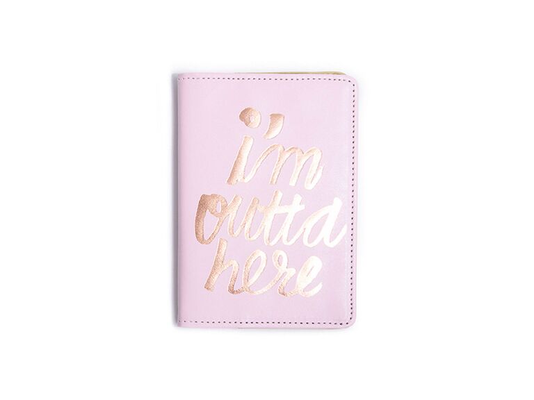 pink and gold passport case for personalized bachelorette gift for the bride