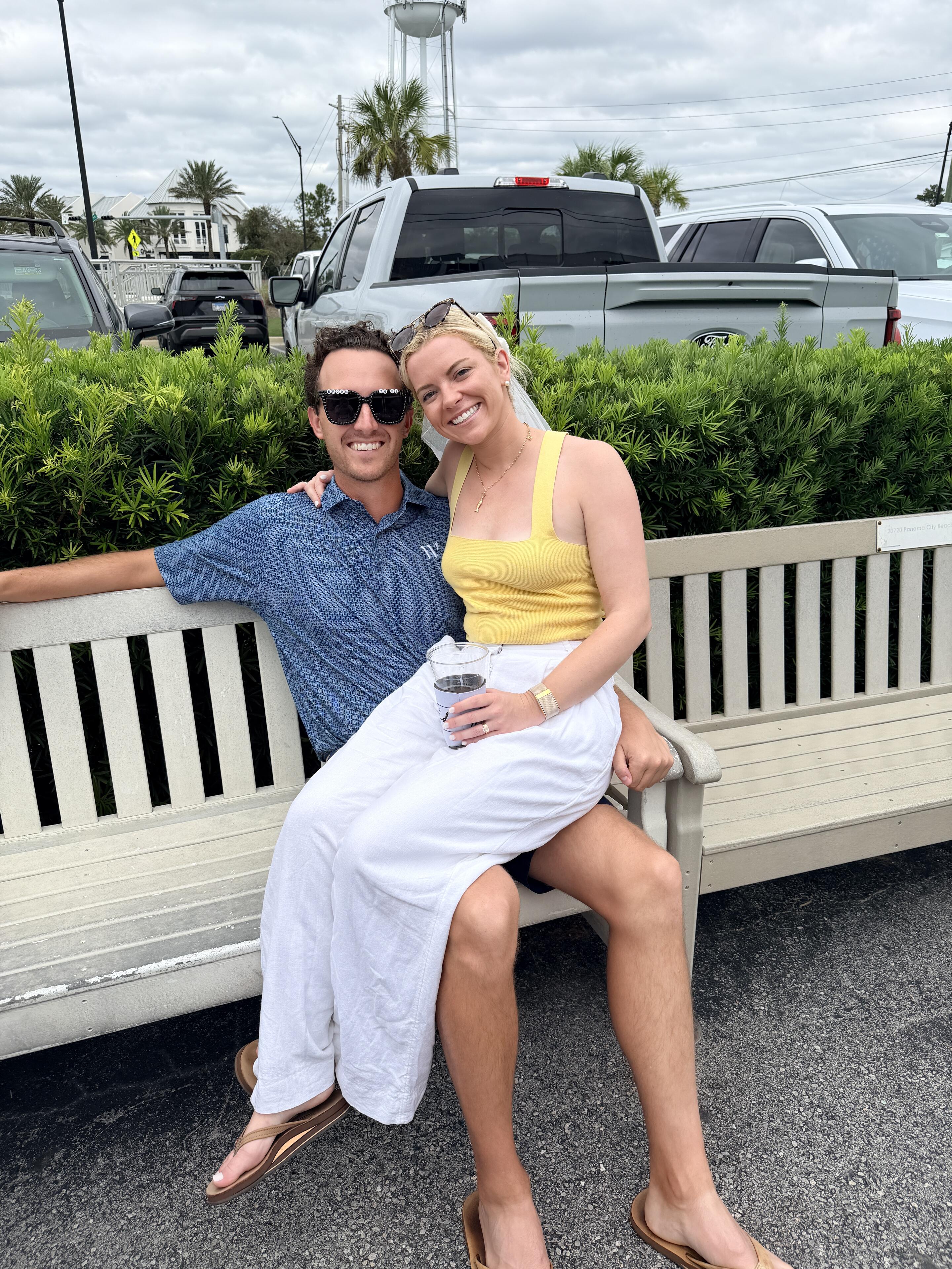 Not quite the wedding day we had planned. With the power out across 30A and Shades being the only place open, we traded wedding bells for beer and football. 