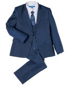 Perry Ellis "Noah" Kids Navy Suit (5-Piece Set) Flower Girl Dress and Ring Bearer Outfit