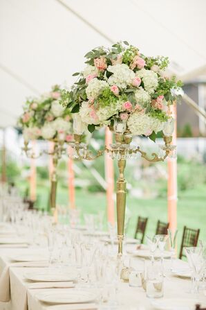 Hydrangea and Rose Candelabra Centerpieces