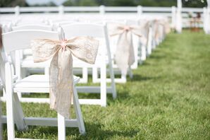 White Folding Chairs with Bow Accent