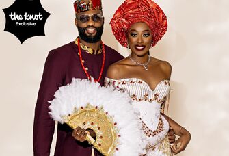 Chiney Ogwumike and husband Raphael Akpejiori Nigerian wedding portrait