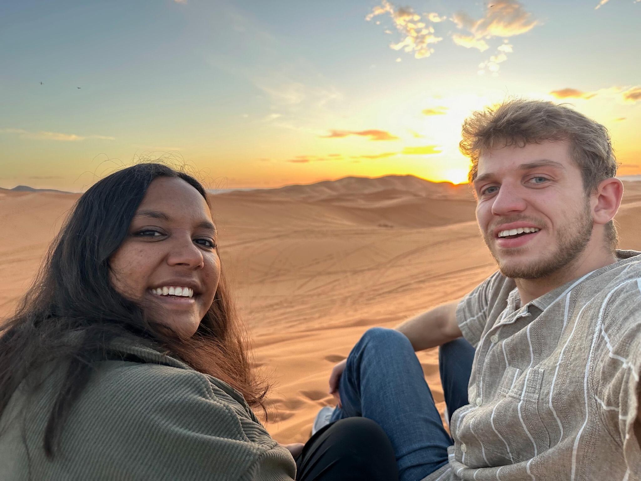 Taking in the dunes of the Saharan desert