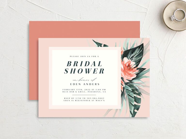 beach themed bridal shower tropical invites