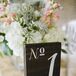 The table numbers were painted on wooden blocks that the bride purchased on etsy.com.