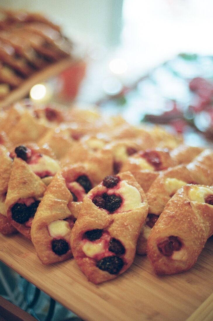 The groom's favorite treat, cream cheese danish filled with a variety of different fruits, were on the menu at the reception.