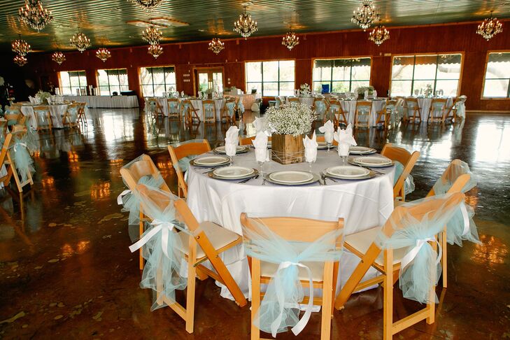 DIY Blue Tulle Chair Ties