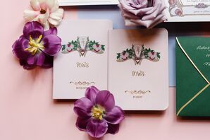 Bold, Unique Vow Booklets in Bright Colors for Two Grooms