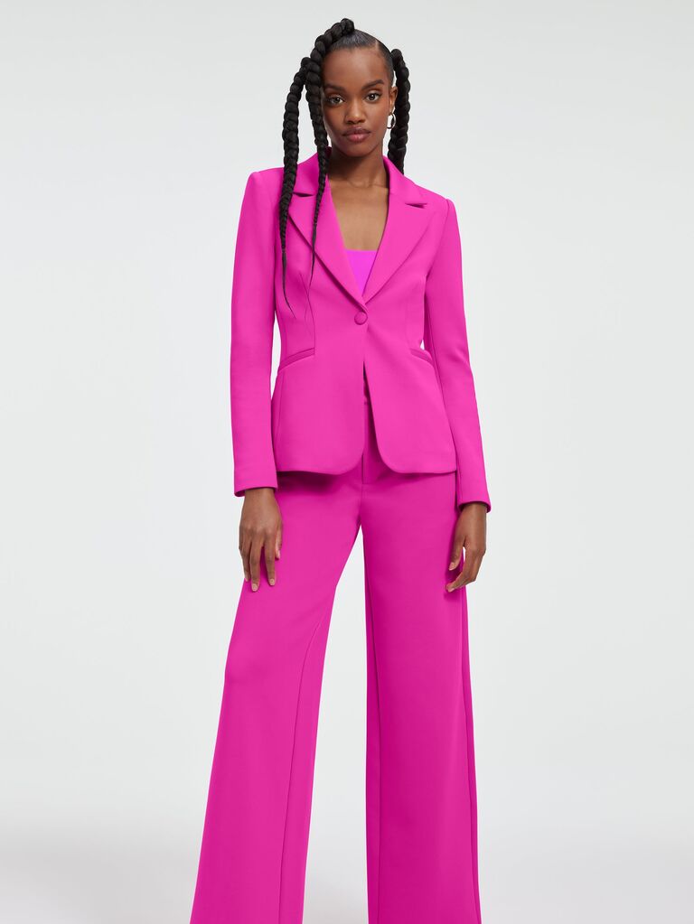 Pink women's suit for a wedding from Good American. 