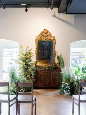 Altar Decorated With Greenery at Alma in Baltimore, Maryland