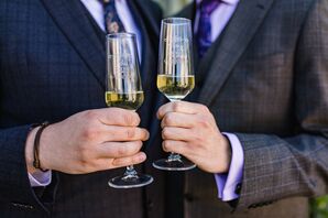 Grooms With Champagne Flutes