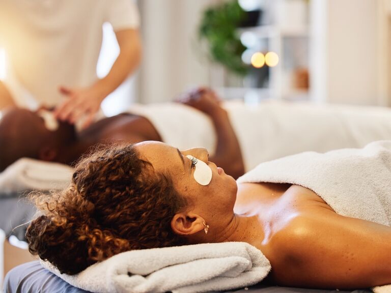 A couple enjoying a relaxing spa experience together for their date night