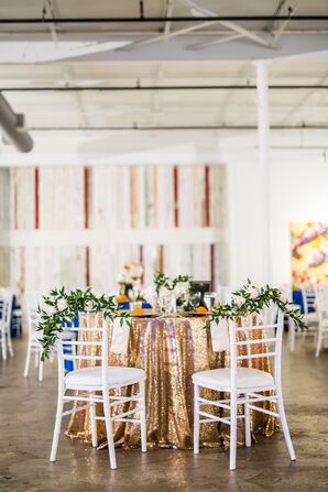 Round Tables with Gold Linens