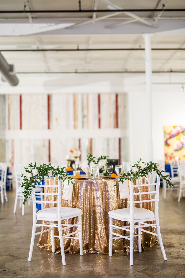 Round Tables with Gold Linens