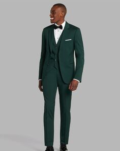 MEN’S WEARHOUSE AWEARNESS Kenneth Cole Performance Wool Green Suit Green Tuxedo