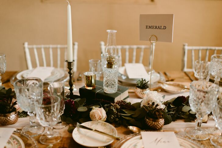 Vintage Centerpieces with Glassware and Taper Candles