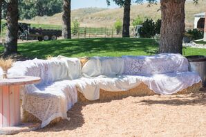 Lace-Topped Hay Bale Wedding Lounge Furniture