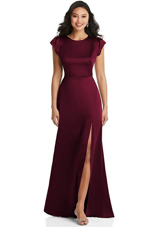 Dessy Group Shirred Cap Sleeve Maxi Dress with Keyhole Cutout Back - 8208 Bridesmaid Dress - 1