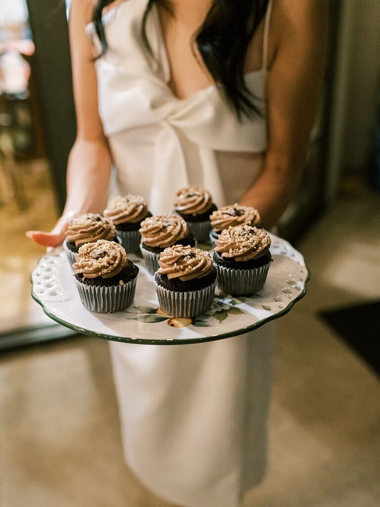Chocolate cupcake dessert idea for bridal shower. 