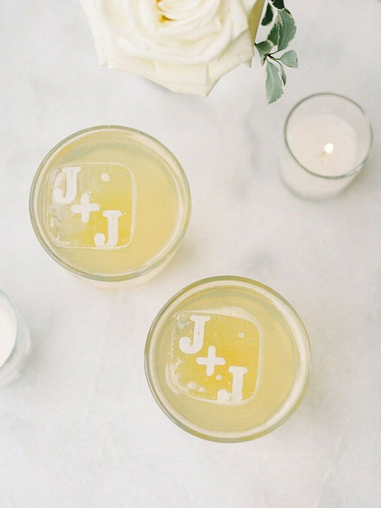 Signature cocktails with monogrammed ice cubes
