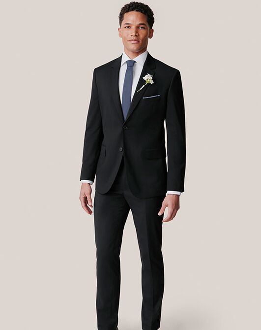 Birdy Grey Suits Taylor Suit in Black Black Tuxedo - 5