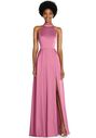 Dessy Group Stand Collar Cutout Tie Back Maxi Dress with Front Slit - TH090 Bridesmaid Dress - thumbnail - 1