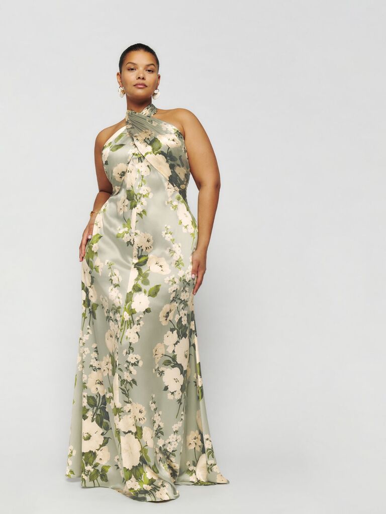 Floral plus size wedding guest dress from Reformation