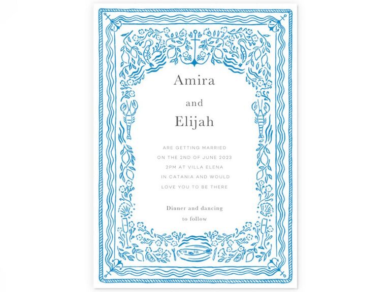 Ocean motif wedding invitation template budget friendly 