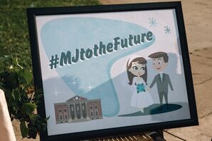 Wedding Hashtag Sign with Personalized Drawing