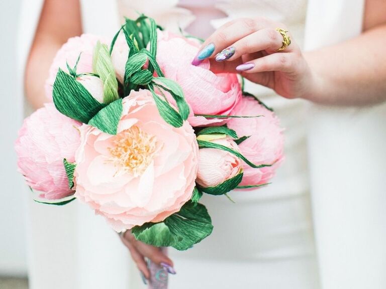 wedding bouquet alternative made with crepe paper