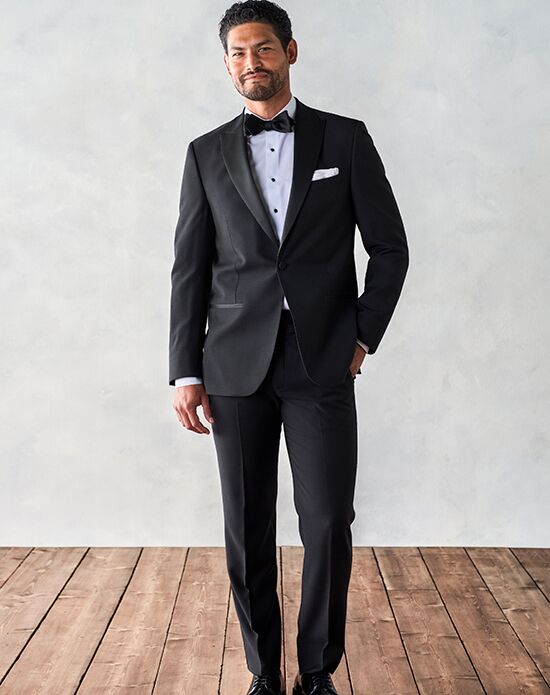 The Black Tux Peak Lapel Tuxedo Black Tuxedo - 1