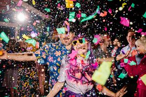 Couple Dancing Amid Colorful Confetti