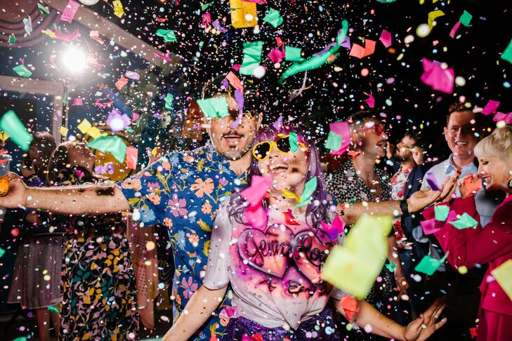 Couple Dancing Amid Colorful Confetti
