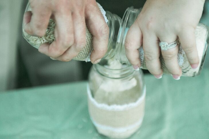 Unity Ceremony with Rice in Mason Jars