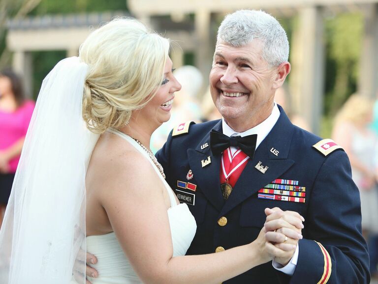 Father and daughter dancing during the reception.