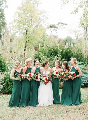 Romantic Emerald Green Wedding Flower Arrangements