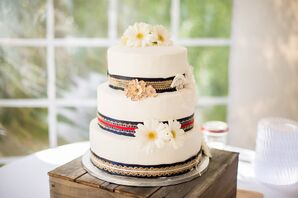 Three-Tier Rustic White Fondant Cake