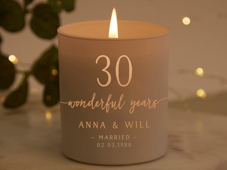 Personalized 30-year anniversary candle romantic gift