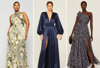 Three formal wedding guest dresses